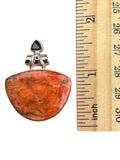 Sponge Coral & Garnet Solid 925 Sterling Silver Pendant