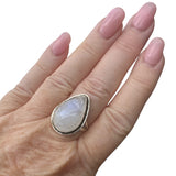 Rainbow Moonstone Solid 925 Sterling Silver Ring 8.5