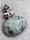 Kammererite & Amethyst Solid 925 Sterling Silver Pendant
