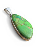 Kingman Green Mojave Turquoise Solid 925 Sterling Silver Pendant