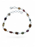 Multi Tourmaline Solid 925 Sterling Silver Bracelet