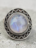 Rainbow Moonstone Solid 925 Sterling Silver Ring 9