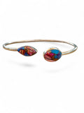 Kingman Pink Dahlia Turquoise Solid 925 Sterling Silver Bangle Bracelet