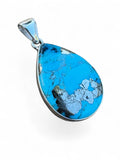 Kingman Turquoise w Pyrite Solid 925 Sterling Silver Pendant