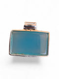 Aqua Chalcedony & Rainbow Moonstone Solid 925 Sterling Silver Pendant