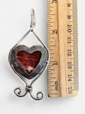 Red Rainbow Jasper heart Silver Overlay Pendant