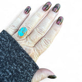 Kingman Turquoise & Spiny Oyster Solid 925 Sterling Silver Ring 6