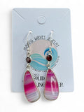 Pink Botswana Agate & Garnet Solid 925 Sterling Silver Earrings