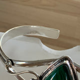 Malachite Solid 925 Sterling Silver Cuff Bracelet
