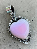 Heart Pink Conch Solid 925 Sterling Silver Pendant