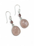 Rose Quartz & Garnet Solid 925 Sterling Silver Earrings