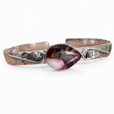 Kingman Red Rose Dahlia Solid 925 Sterling Silver Cuff Bracelet