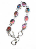Kingman Pink Dahlia Turquoise Solid 925 Sterling Silver Bracelet