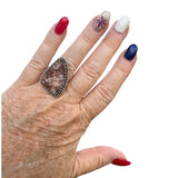 Rough Strawberry Quartz Solid 925 Sterling Silver Ring 6.5