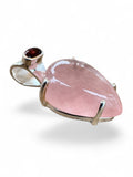 Rose Quartz & Garnet Solid 925 Sterling Silver Pendant