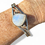 Rainbow Moonstone Solid 925 Sterling Silver Cuff Bracelet