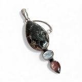 Turtella Jasper Moonstone & Smoky Topaz Solid 925 Sterling Silver Pendant