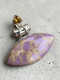 Phosphosiderite & Citrine Solid 925 Sterling Silver Pendant