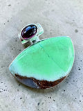 Lemon Chrysoprase & Onyx Solid 925 Sterling Silver Pendant