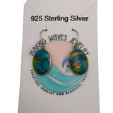 Kingman Blue Green Turquoise Solid 925 Sterling Silver Earrings