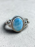 Caribbean Larimar Solid 925 Sterling Silver Ring 6.5