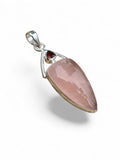 Rose Quartz & Garnet Solid 925 Sterling Silver Pendant