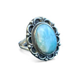 Caribbean Larimar Solid 925 Sterling Silver Ring 9