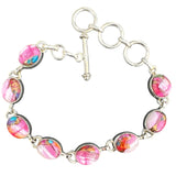 Kingman Pink Dahlia Turquoise Solid 925 Sterling Silver Bracelet