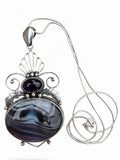 Botswana Agate & Amethyst Solid 925 Sterling Silver Pendant on 20 inch chain necklace