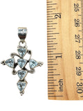 CROSS Blue Topaz Solid 925 Sterling Silver Pendant