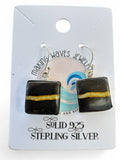 Black Jack Turquoise Solid 925 Sterling Silver Earrings