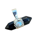 Black Tourmaline & Pearl Solid 925 Sterling Silver Pendant