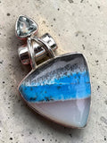 Blue Dendritic Opal & Blue Toothbrush Solid 925 Sterling Silver Pendant