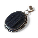 Rough Black Tourmaline Solid 925 Sterling Silver Pendant