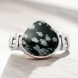 Snowflake Obsidian Solid 925 Sterling Silver Ring 7