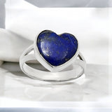 HEART Blue Lapis Solid 925 Sterling Silver Ring 9