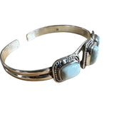 Larimar Solid 925 Sterling Silver Cuff Bracelet