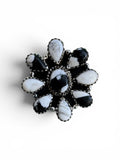 Flower White Buffalo Solid 925 Sterling Silver Ring ADJ