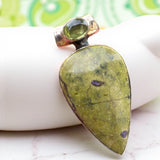 Atlantasite & Peridot Solid 925 Sterling Silver Pendant
