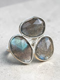 Faceted Labradorite Solid 925 Sterling Silver Ring 7