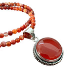 Carnelian Solid 925 Sterling Silver Pendant Necklace