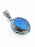 Rough Rainbow Moonstone Solid 925 Sterling Silver Pendant