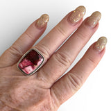 Kingman Red Rose Dahlia Solid 925 Sterling Silver Ring 8