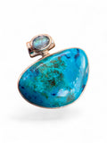 Shattuckite & Rainbow Moonstone Solid 925 Sterling Silver Pendant