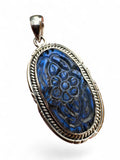 Carved Labradorite Solid 925 Sterling Silver Pendant