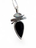 Opal & Hypersthene Solid 925 Sterling Silver Pendant with chain
