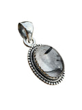 Black Rutilated Quartz Solid 925 Sterling Silver Pendant