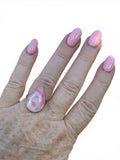 Pink Moonstone Solid 925 Sterling Silver Ring 5.5
