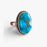 Kingman Blue Ice Dahlia Solid 925 Sterling Silver Ring 6