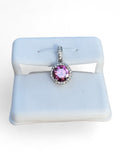 Pink Tourmaline & moissanite Solid 925 Sterling Silver Pendant